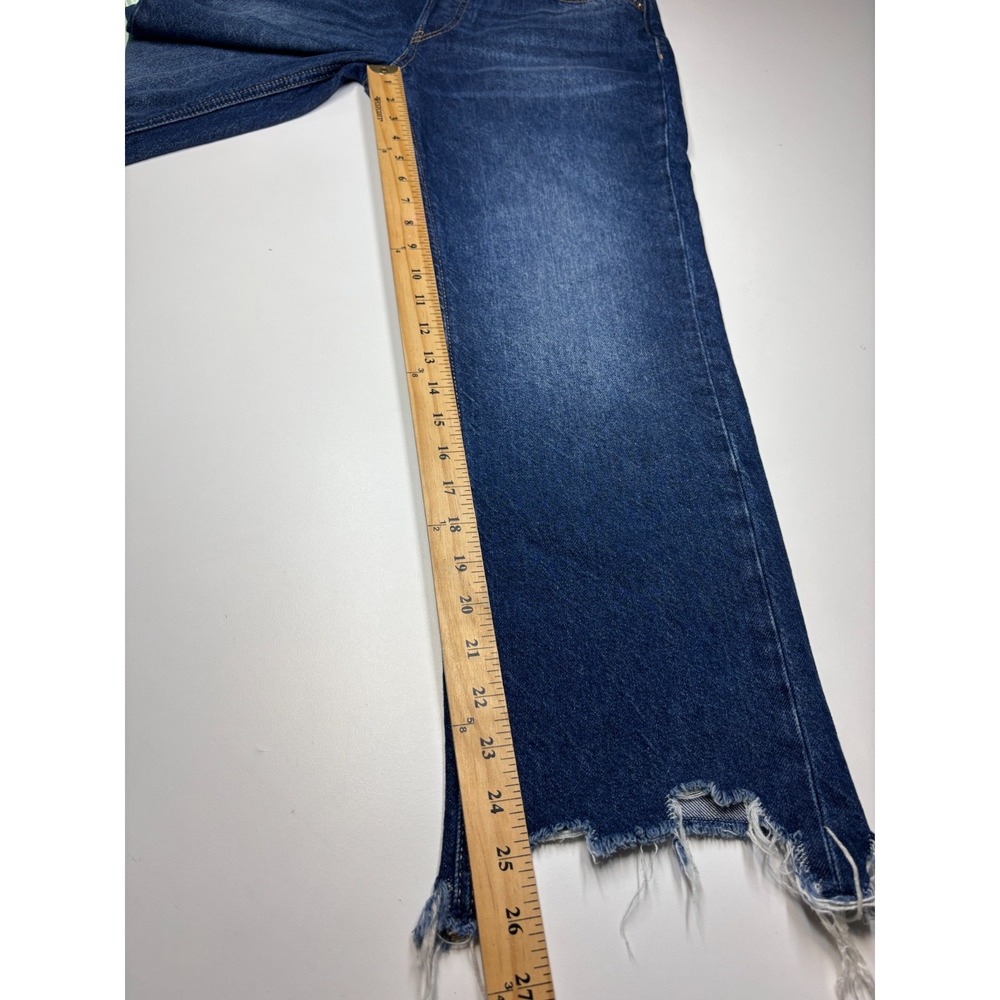 We The Free People Jeans Womens 26 Blue Cropped Destroyed Hem Mid Rise Straight - Picture 8 of 9